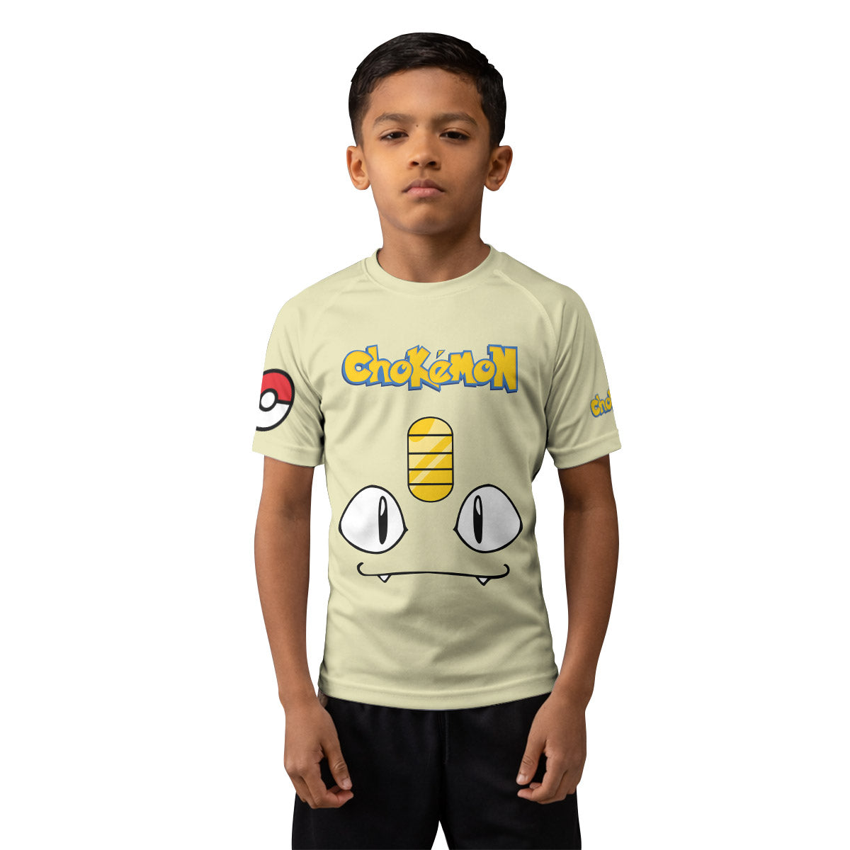 Pokemon Meowth Face Kids Rash Guard