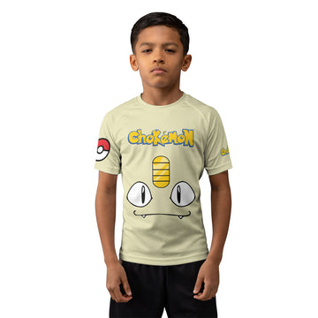 Pokemon Meowth Face Kids Rash Guard