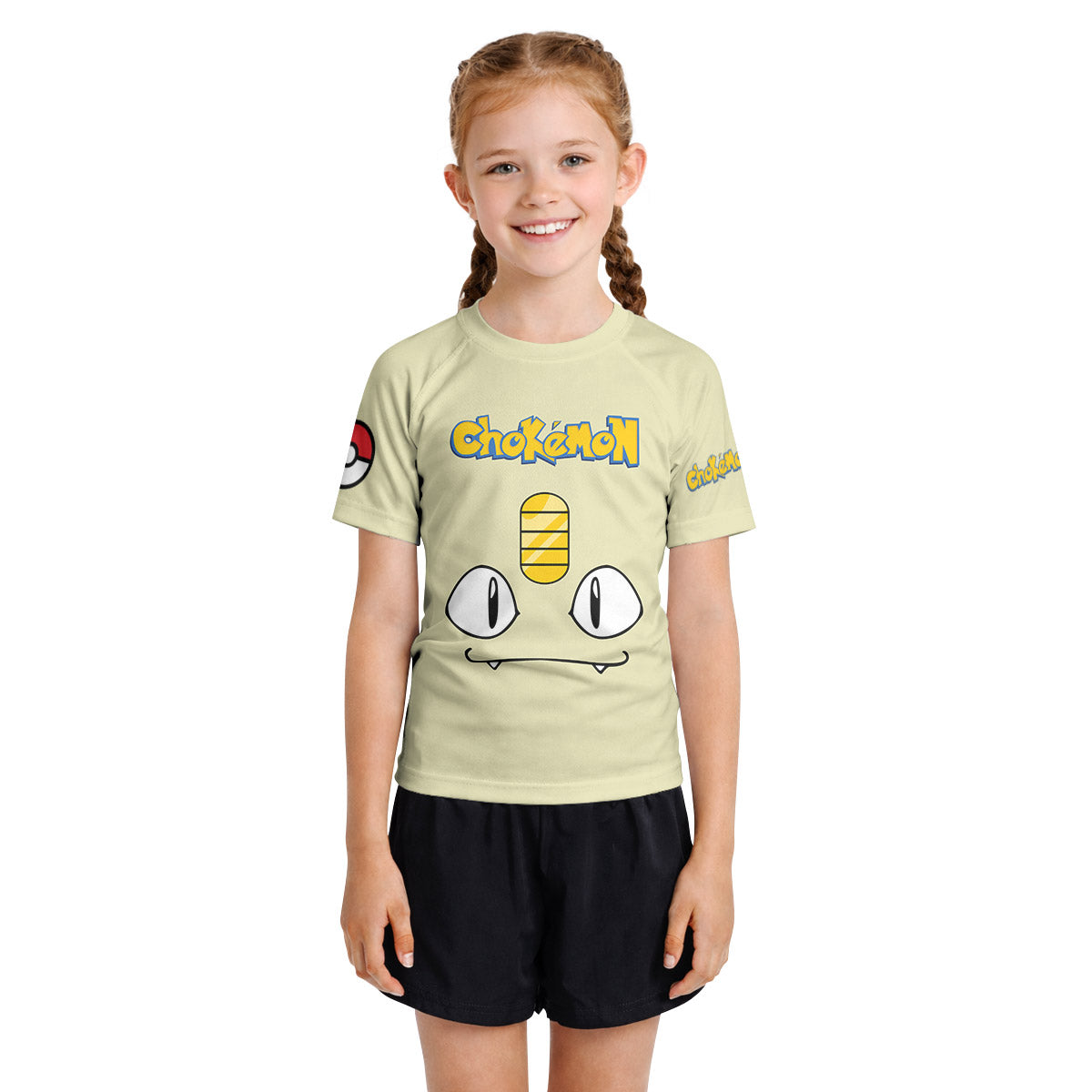 Pokemon Meowth Face Kids Rash Guard
