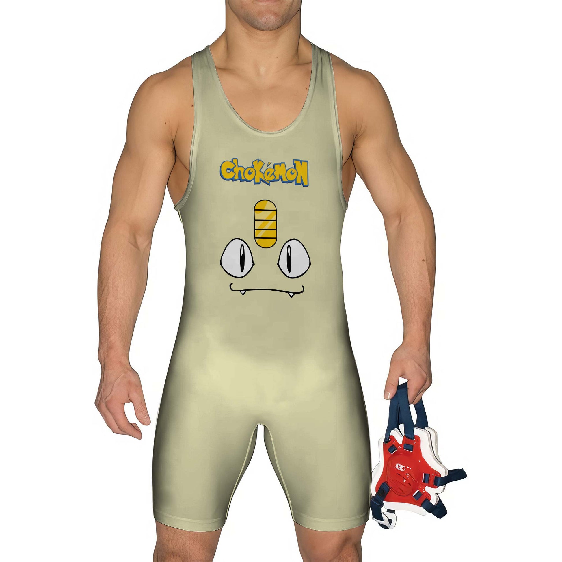 Pokemon Meowth Face Wrestling Singlet