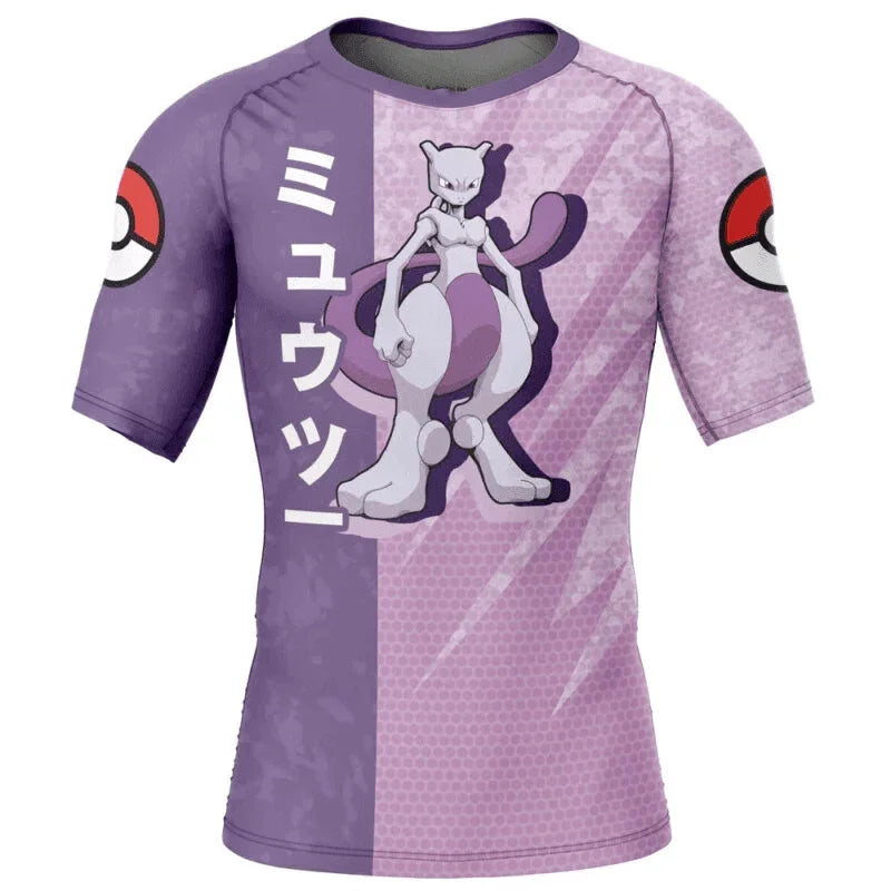 Pokemon Mewtwo Artificial Pokemon Rash Guard | Anime Fightwear