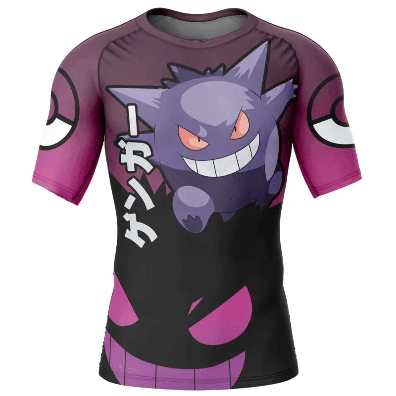 Anime Rash Pokemon Poision Ghost Gengar Rash Guard | Anime Rash Guard