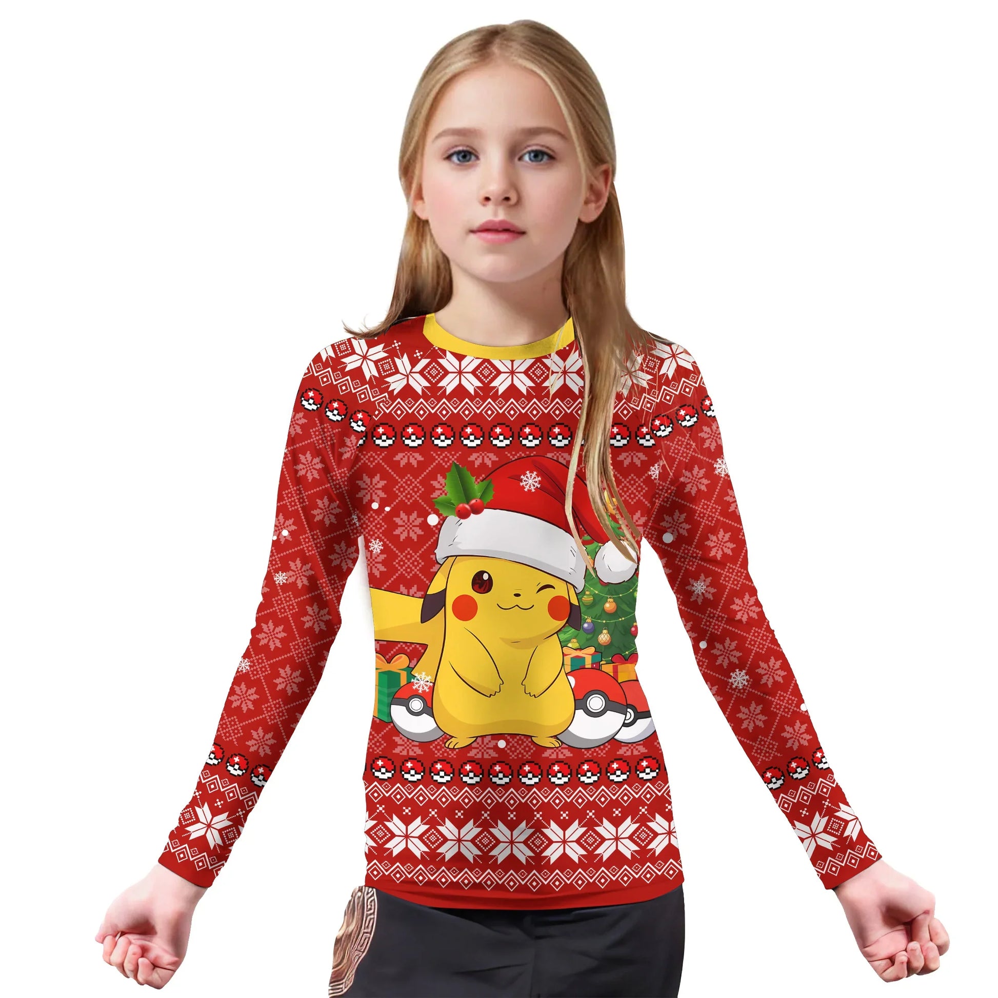 Pokemon Santa Pikachu Kids Rash Guard