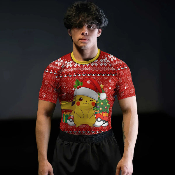 Pokemon Santa Pikachu Rash Guard | Athletic & MMA Rash Guard