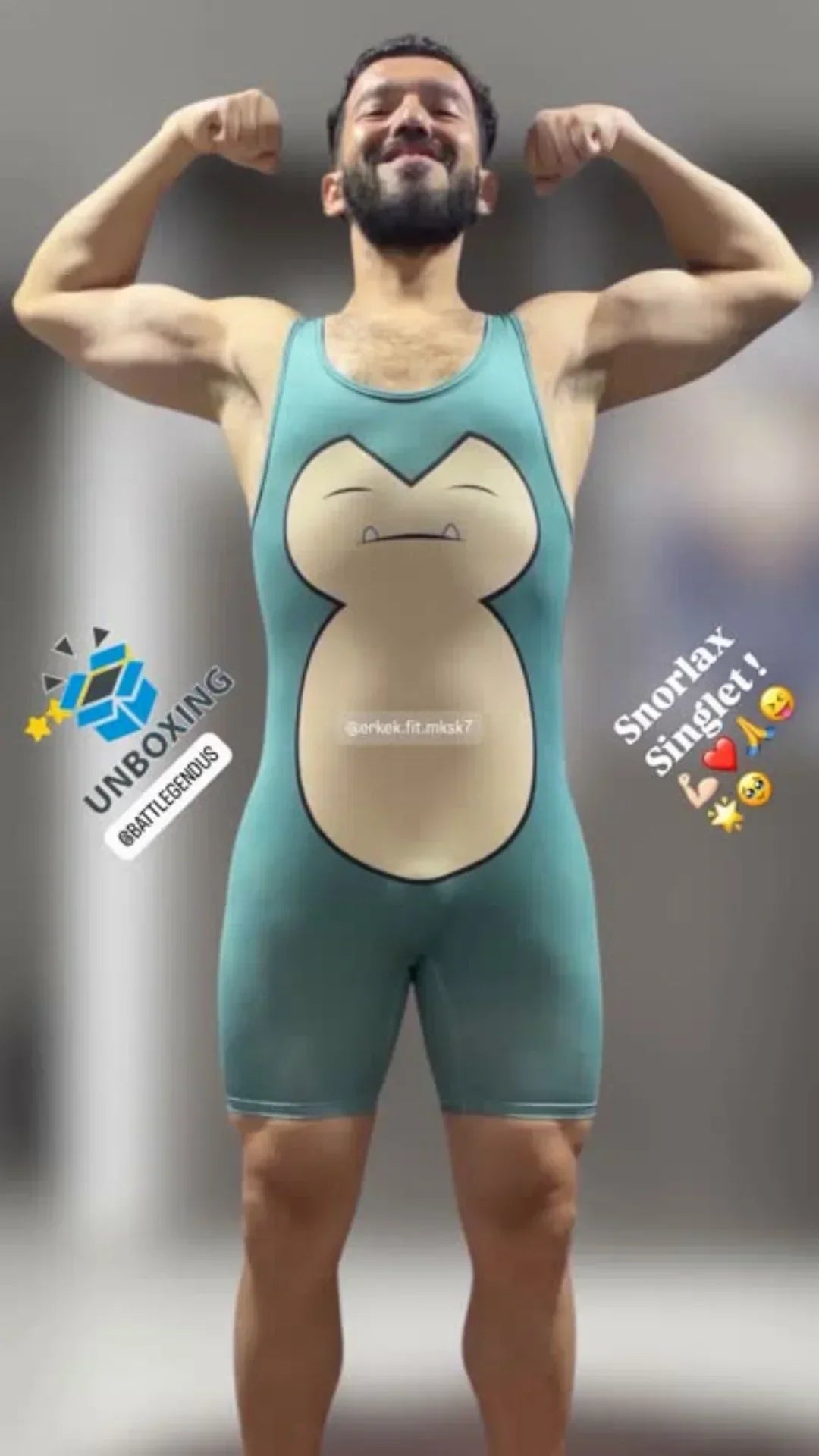 Pokemon Snorlax Face Wrestling Singlet