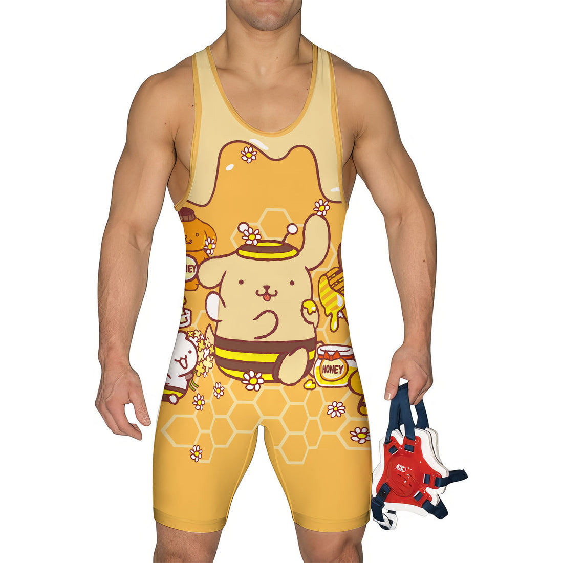 Pompompurin Honey Bee Wrestling Singlet