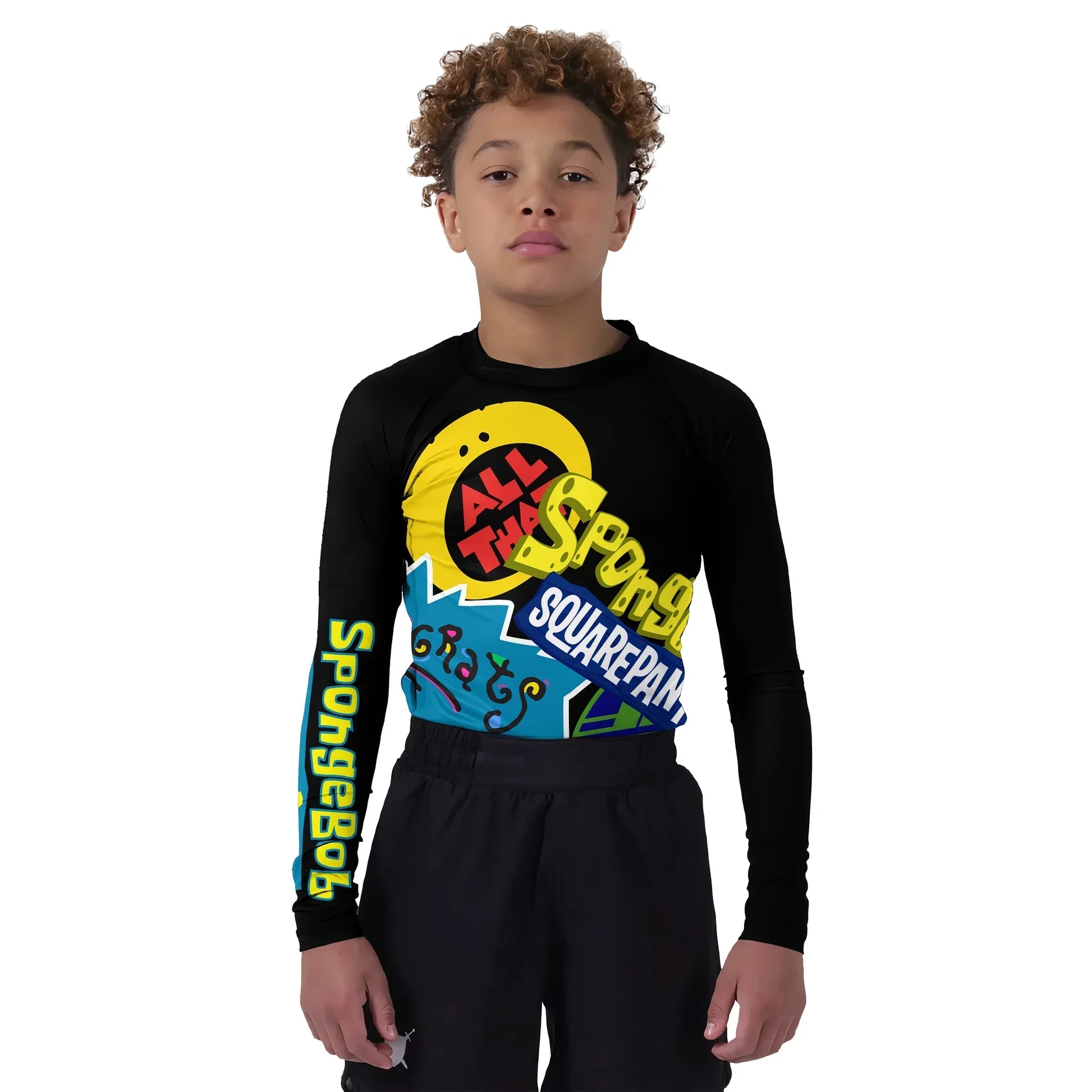 Pop Art Rocket Energy Black Kids Rash Guard