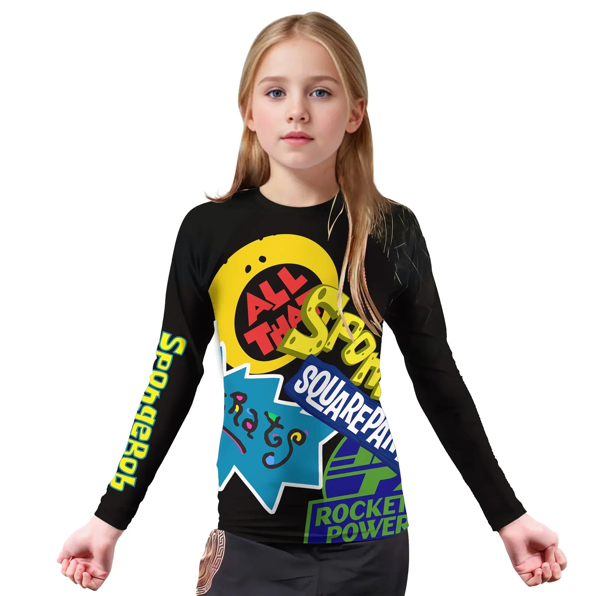 Pop Art Rocket Energy Black Kids Rash Guard