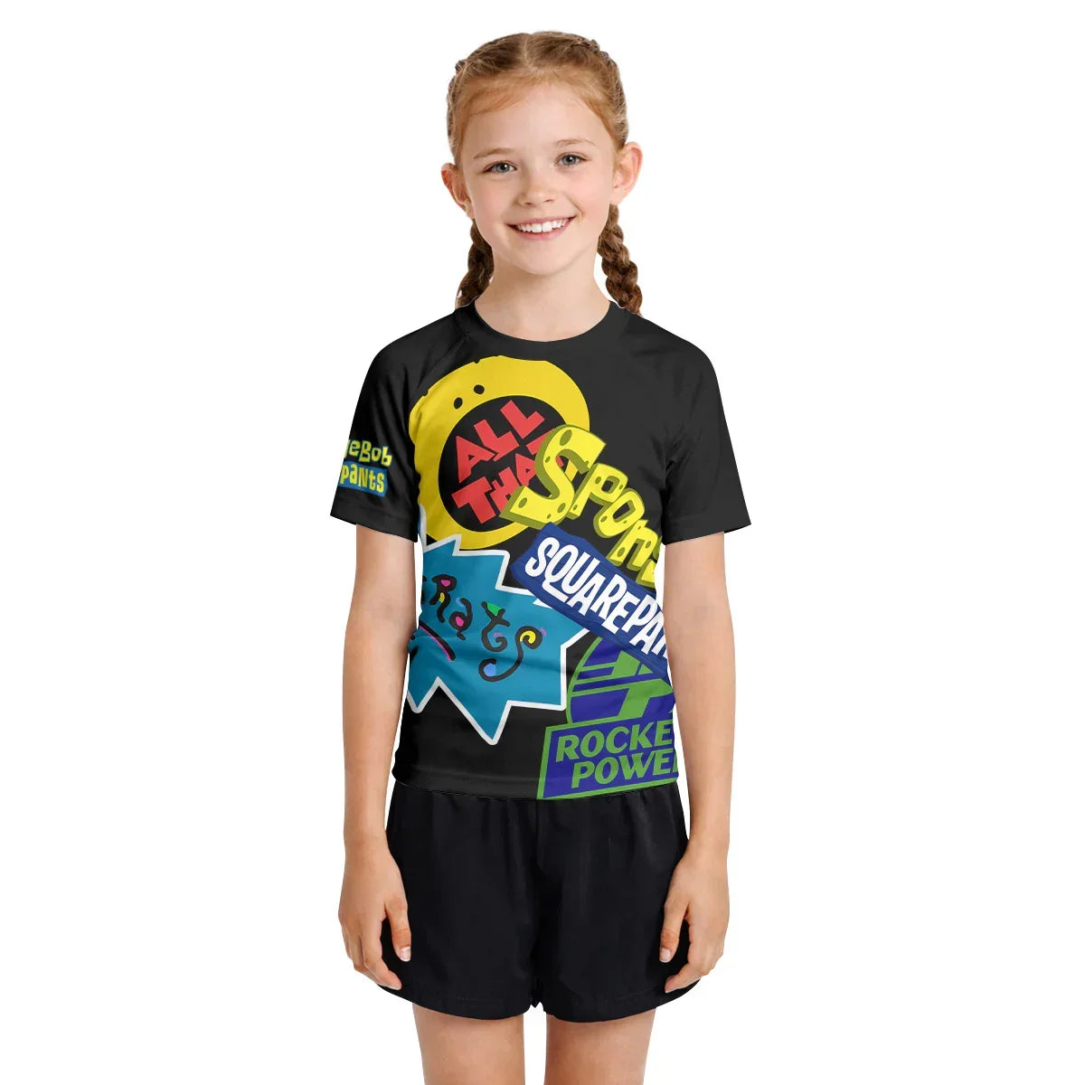 Pop Art Rocket Energy Black Kids Rash Guard