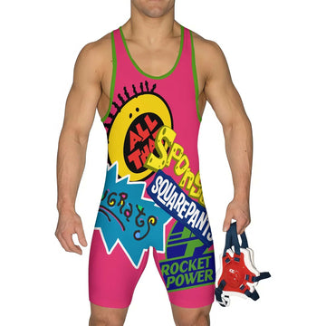 Pop Art Rocket Energy Pink Wrestling Singlet