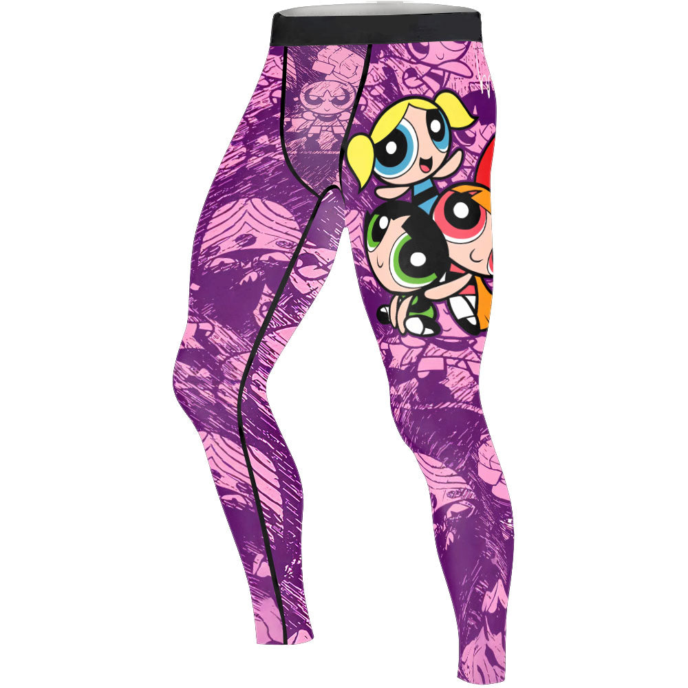 Powerpuff Girl Trio Violet Men's Compression Leggings