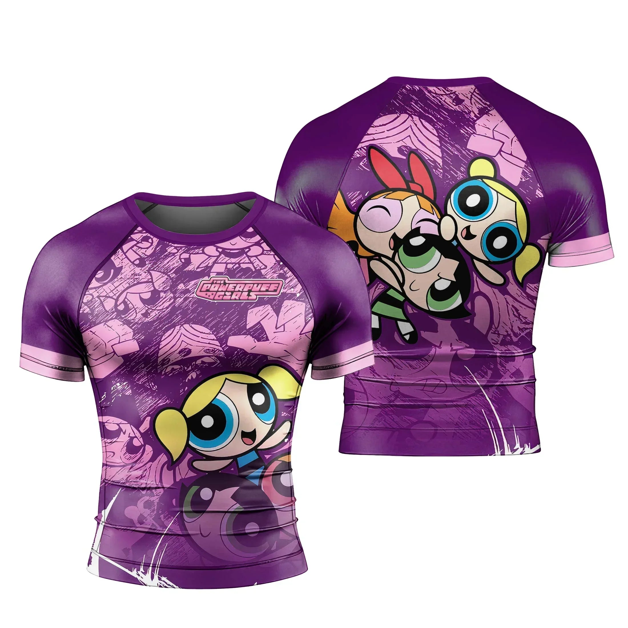 Powerpuff Girl Trio Violet Rash Guard for MMA & Jiu-Jitsu