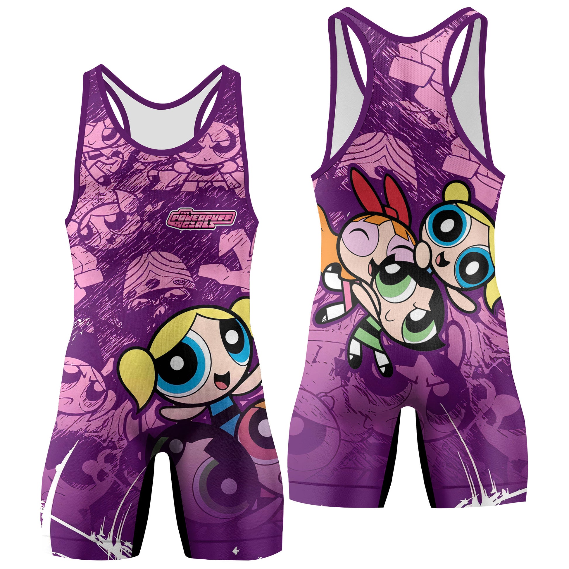 Powerpuff Girl Trio Violet Wrestling Singlet