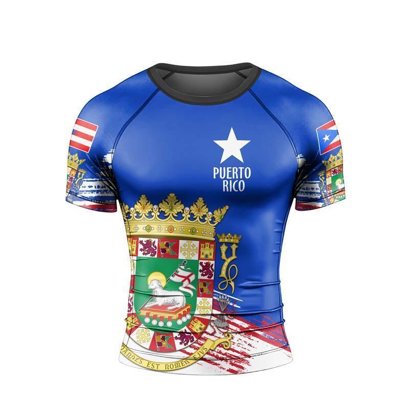 Puerto Rican Spirit Shield Rash Guard | Athletic Rash Guard