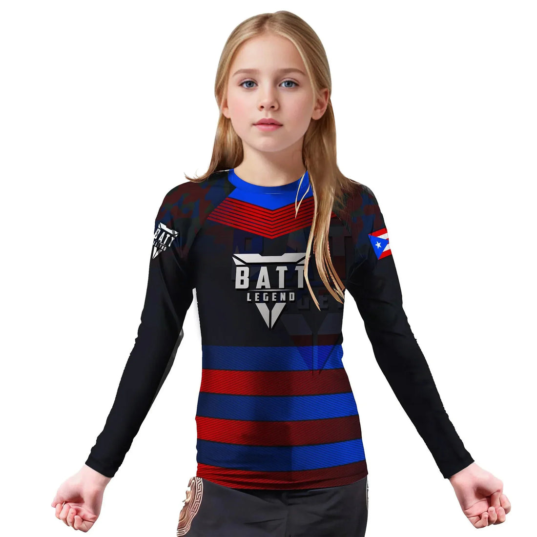 Puerto Rico Skull Fighter Kids Rash Guard