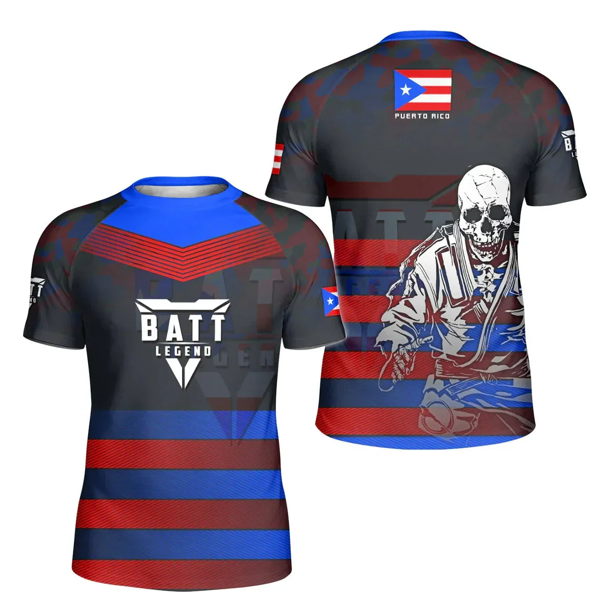 Puerto Rico Skull Fighter Kids Rash Guard