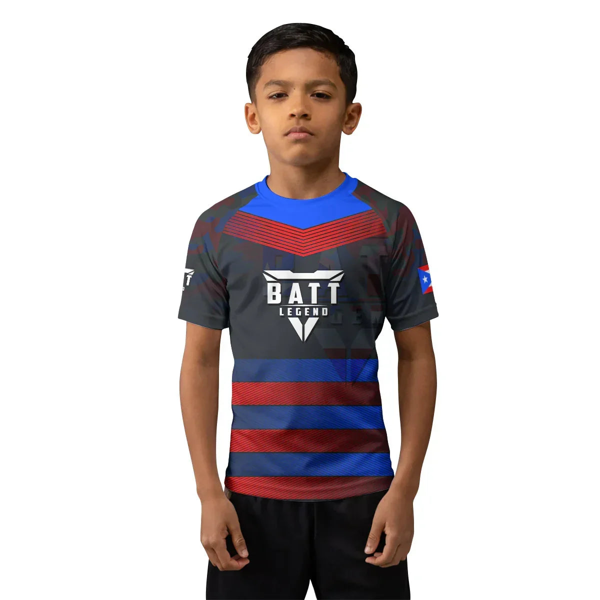 Puerto Rico Skull Fighter Kids Rash Guard