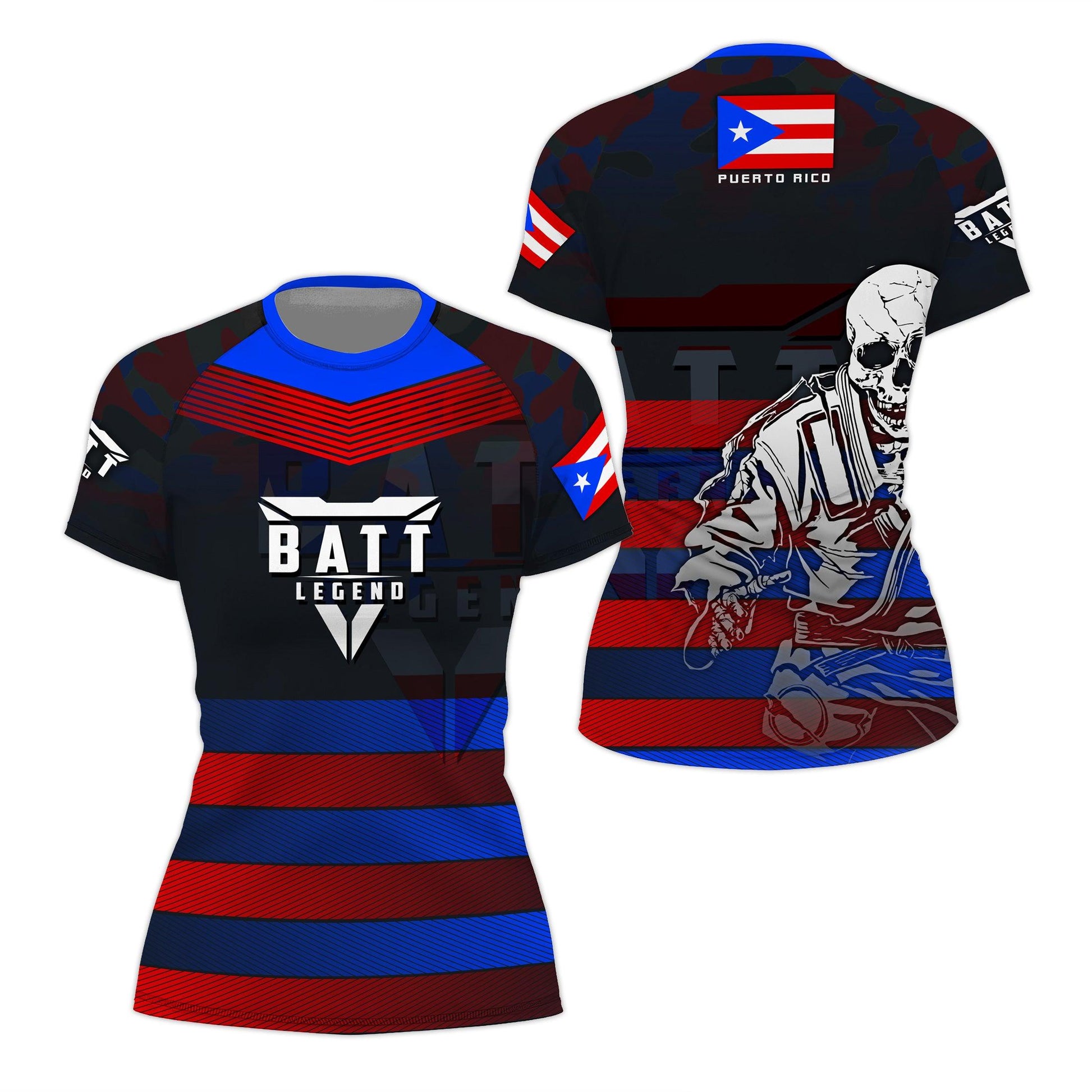 Puerto Rico Skull Fighter Rash Guard