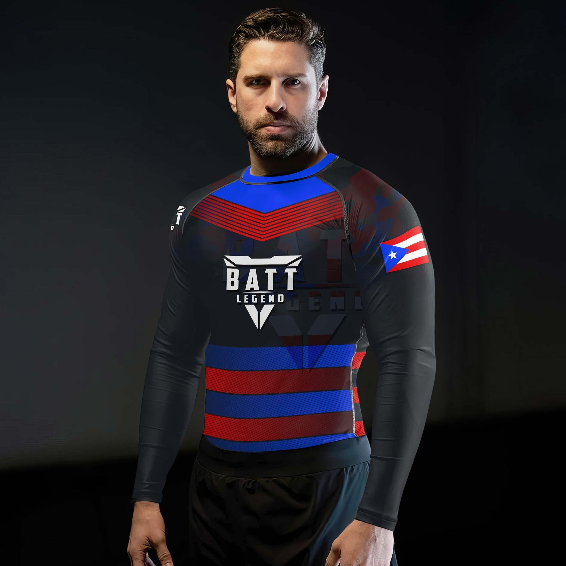 Puerto Rico Skull Fighter Rash Guard