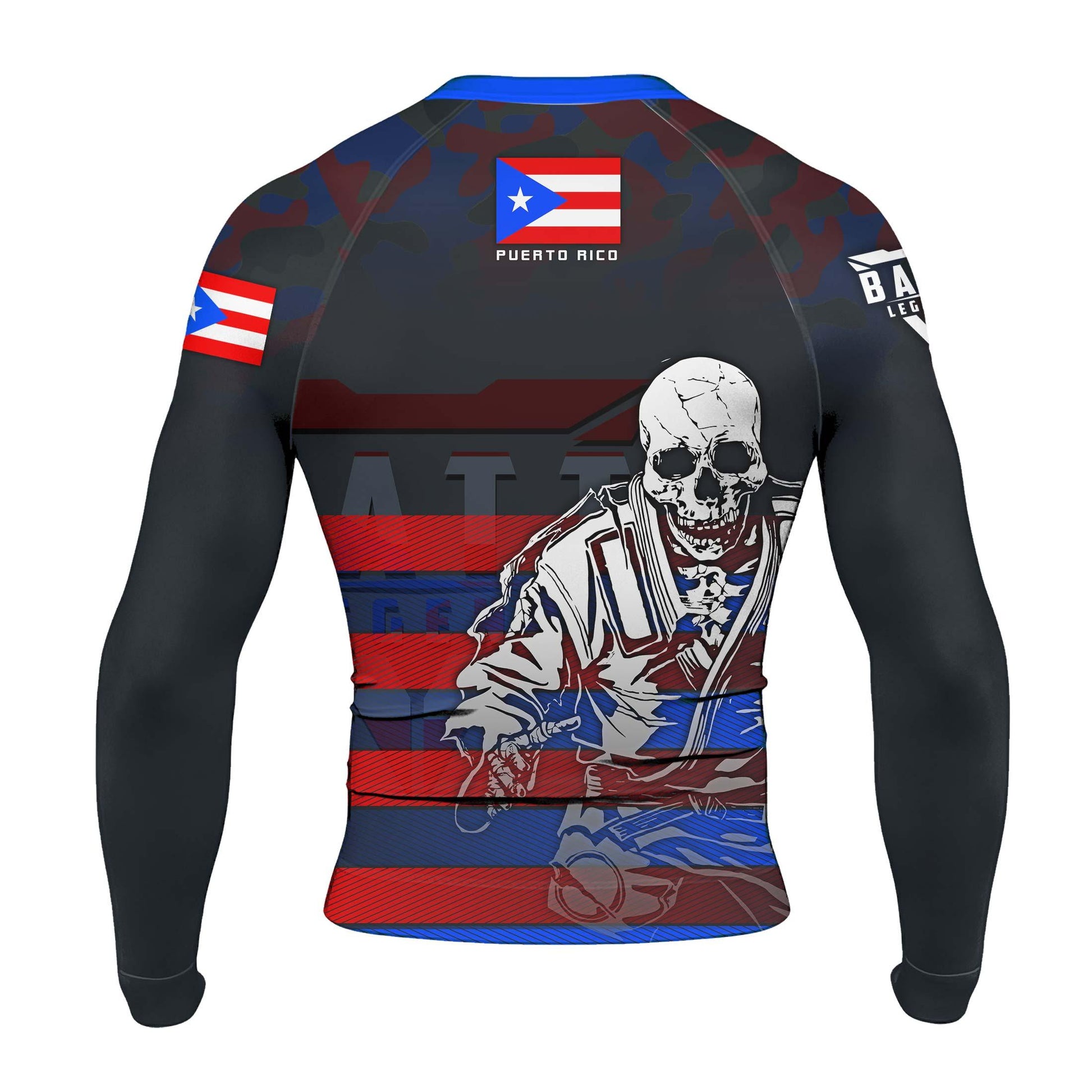 Puerto Rico Skull Fighter Rash Guard