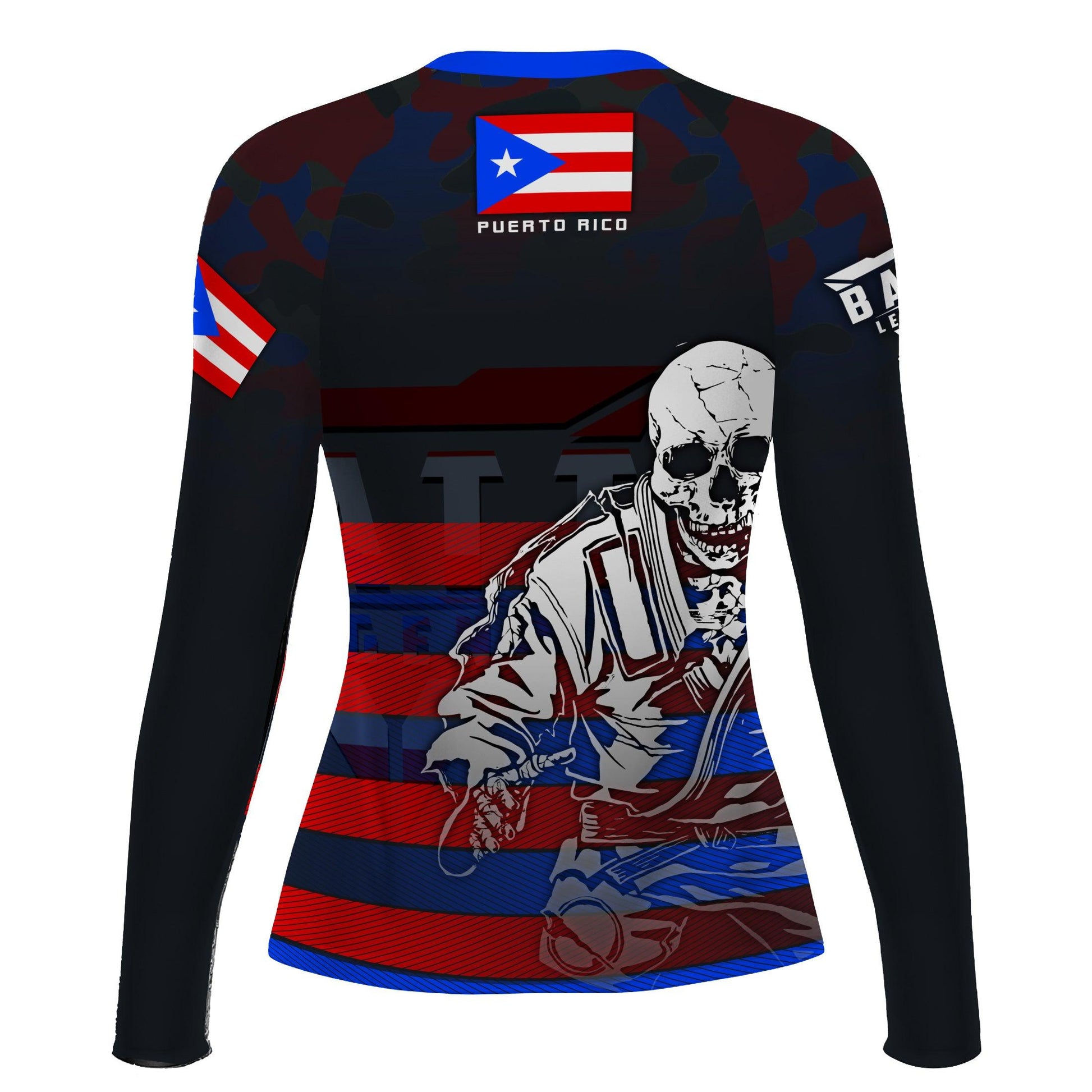 Puerto Rico Skull Fighter Rash Guard