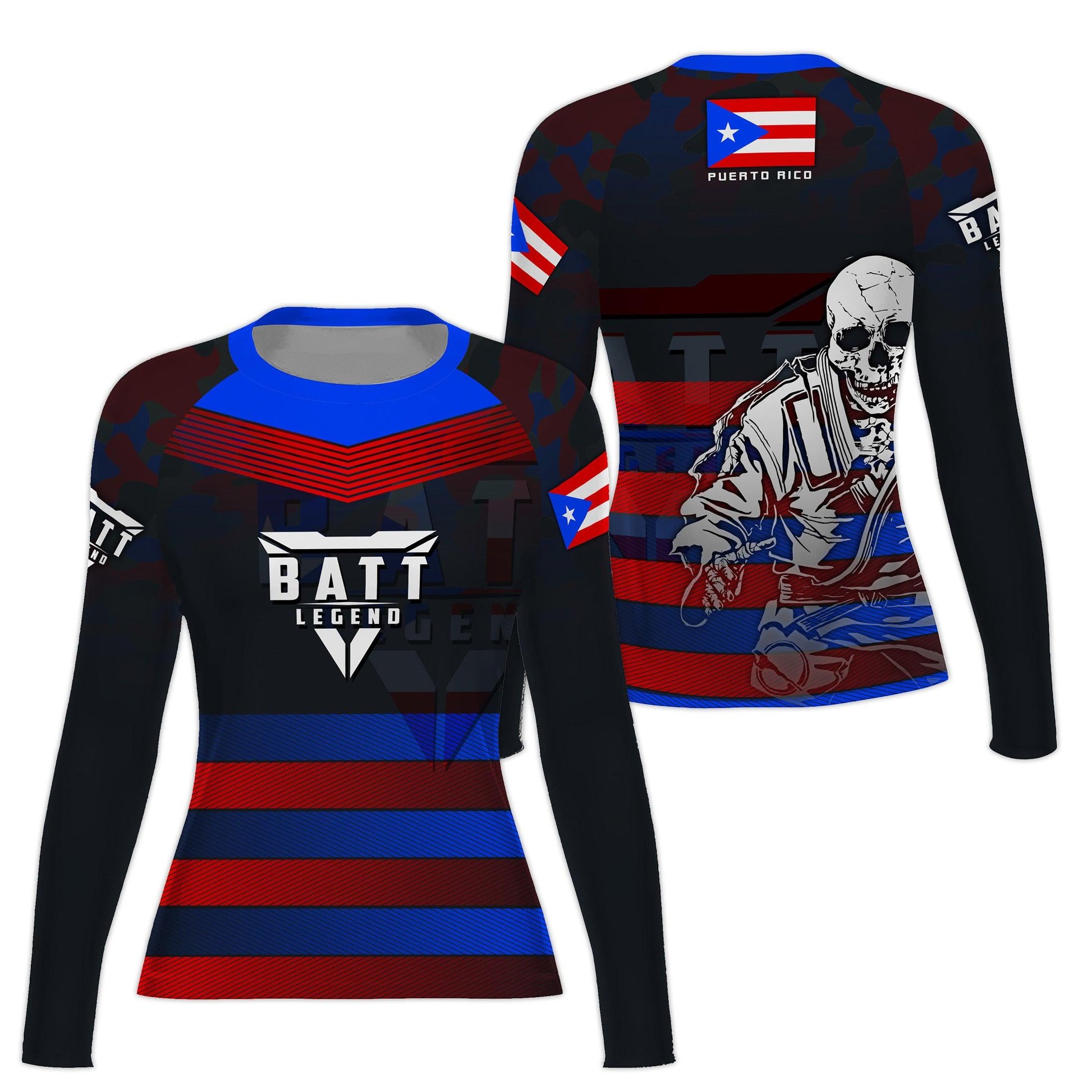 Puerto Rico Skull Fighter Rash Guard