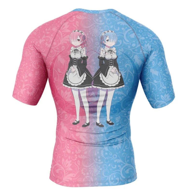 Re:Zero The Special Twin Rem And Ram Rash Guard | Anime Fightwear