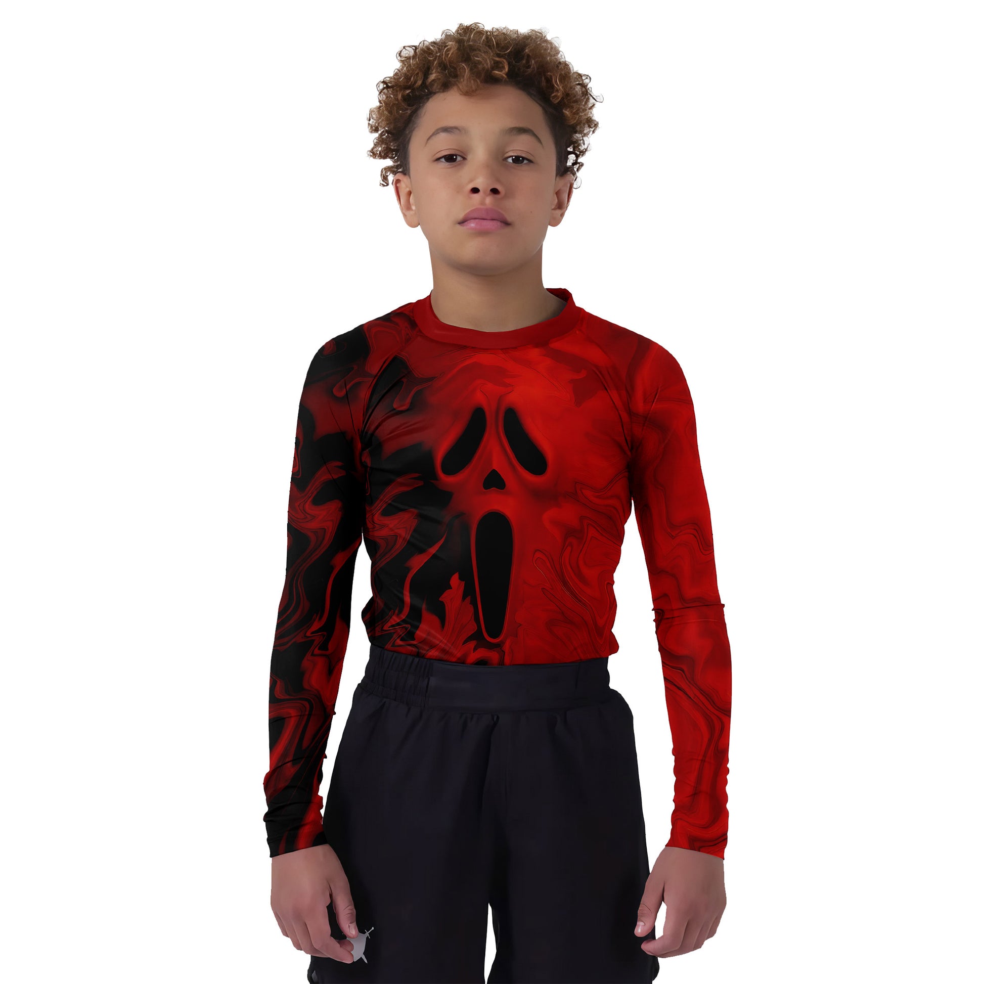 Red Ghostface Kids Rash Guard