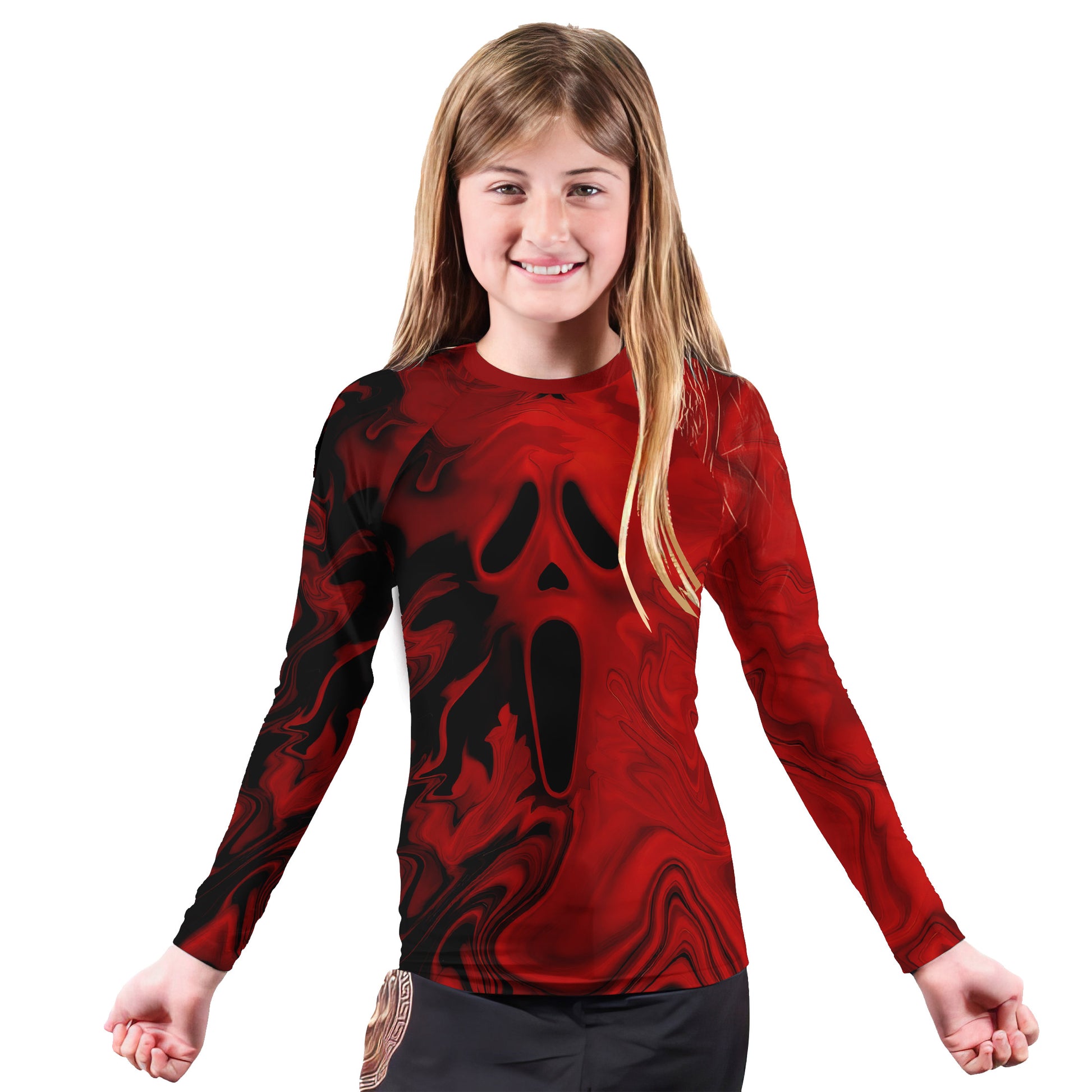 Red Ghostface Kids Rash Guard