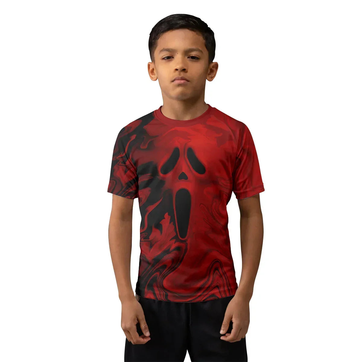 Red Ghostface Kids Rash Guard