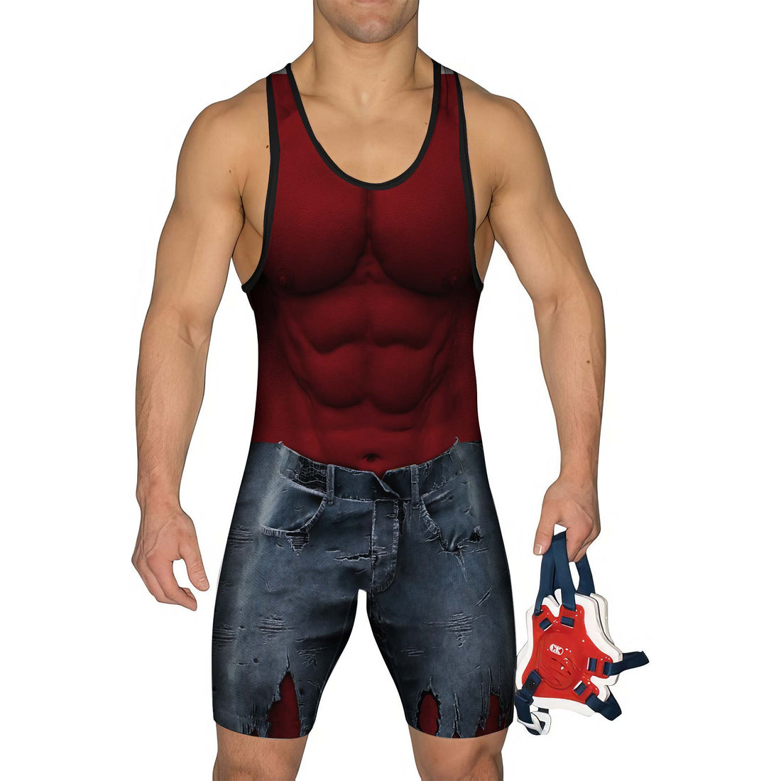 Red Hulk Cosplay Men's Wrestling Singlet