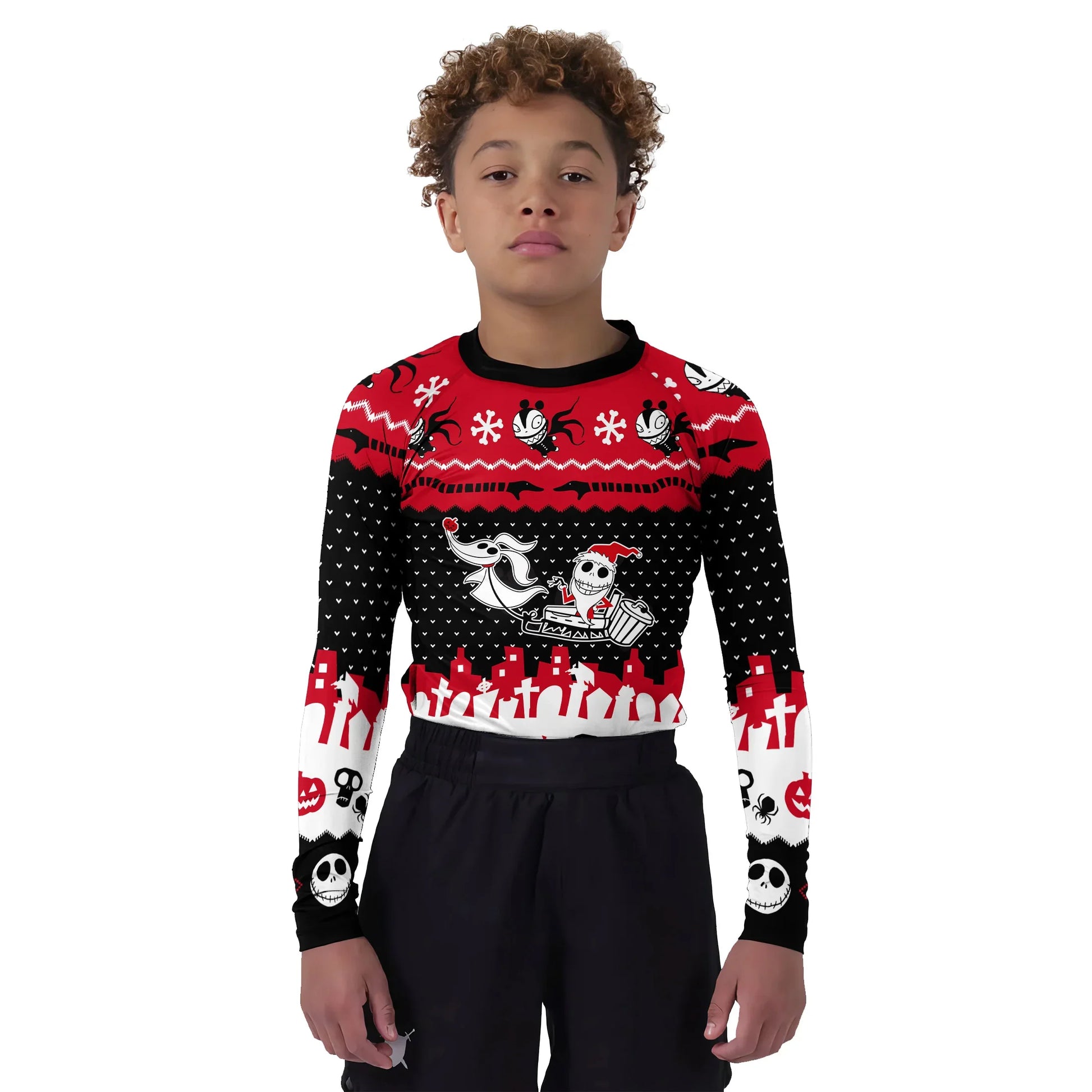 Santa Jack Skelington Kids Rash Guard