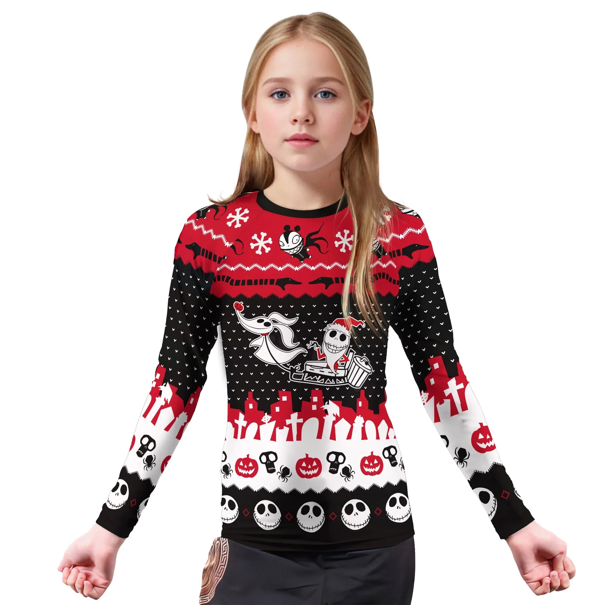 Santa Jack Skelington Kids Rash Guard
