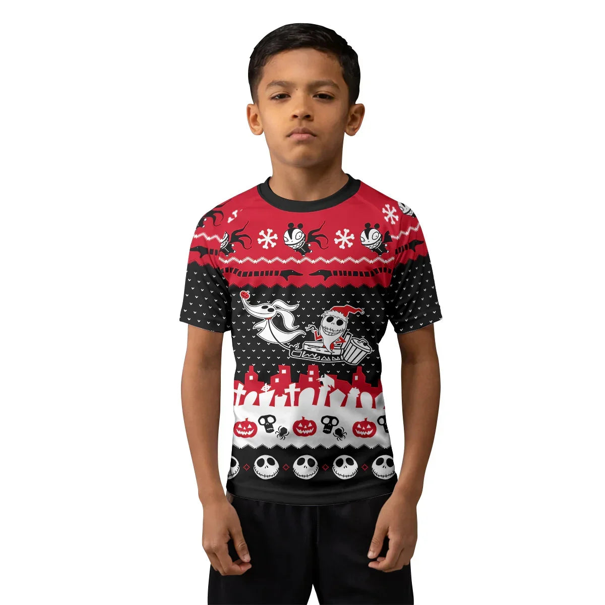 Santa Jack Skelington Kids Rash Guard