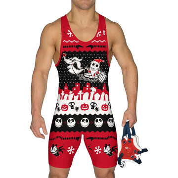 Santa Jack Skelington Wrestling Singlet
