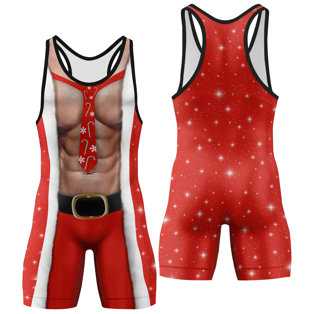 Six Packs Santa Cosplay Men's Wrestling Singlet