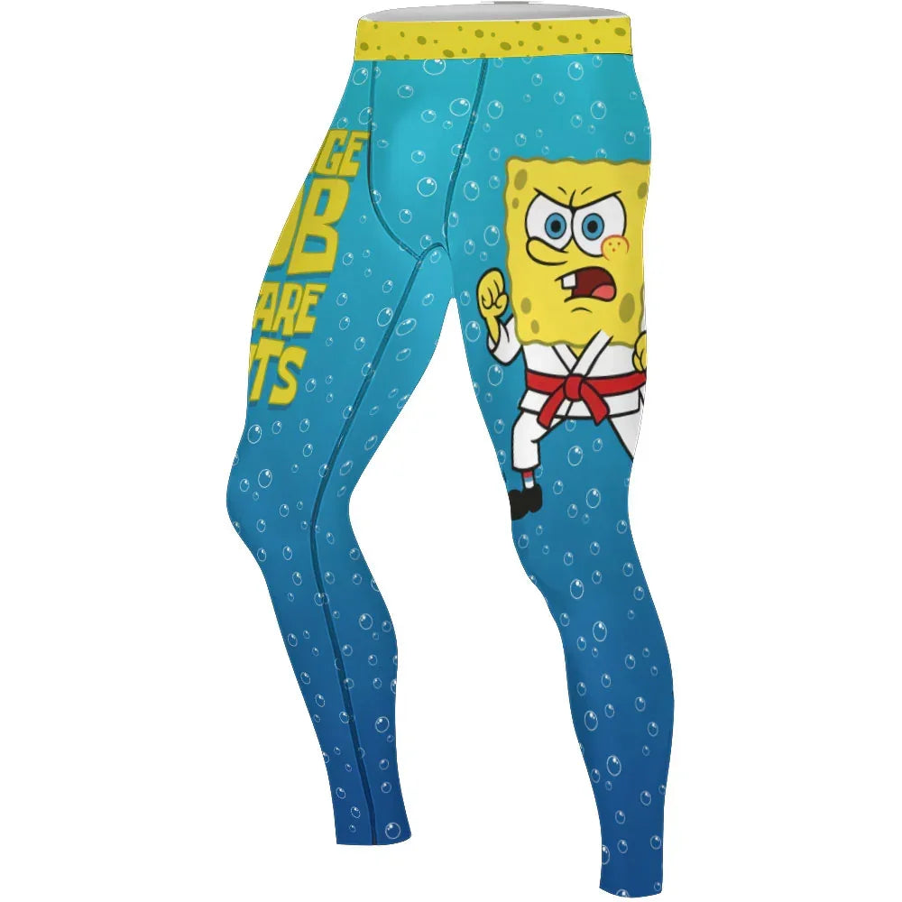SpongeBob Sea Warrior Men's Compression Leggings | UPF 50+ Workout Pants