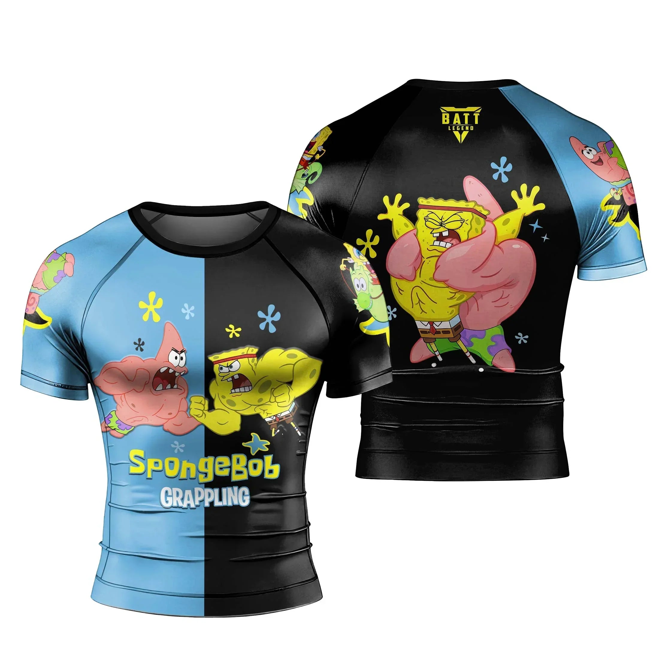 SpongeBob Versus Patrick Rash Guard | Athletic Rash Guard for MMA, BJJ