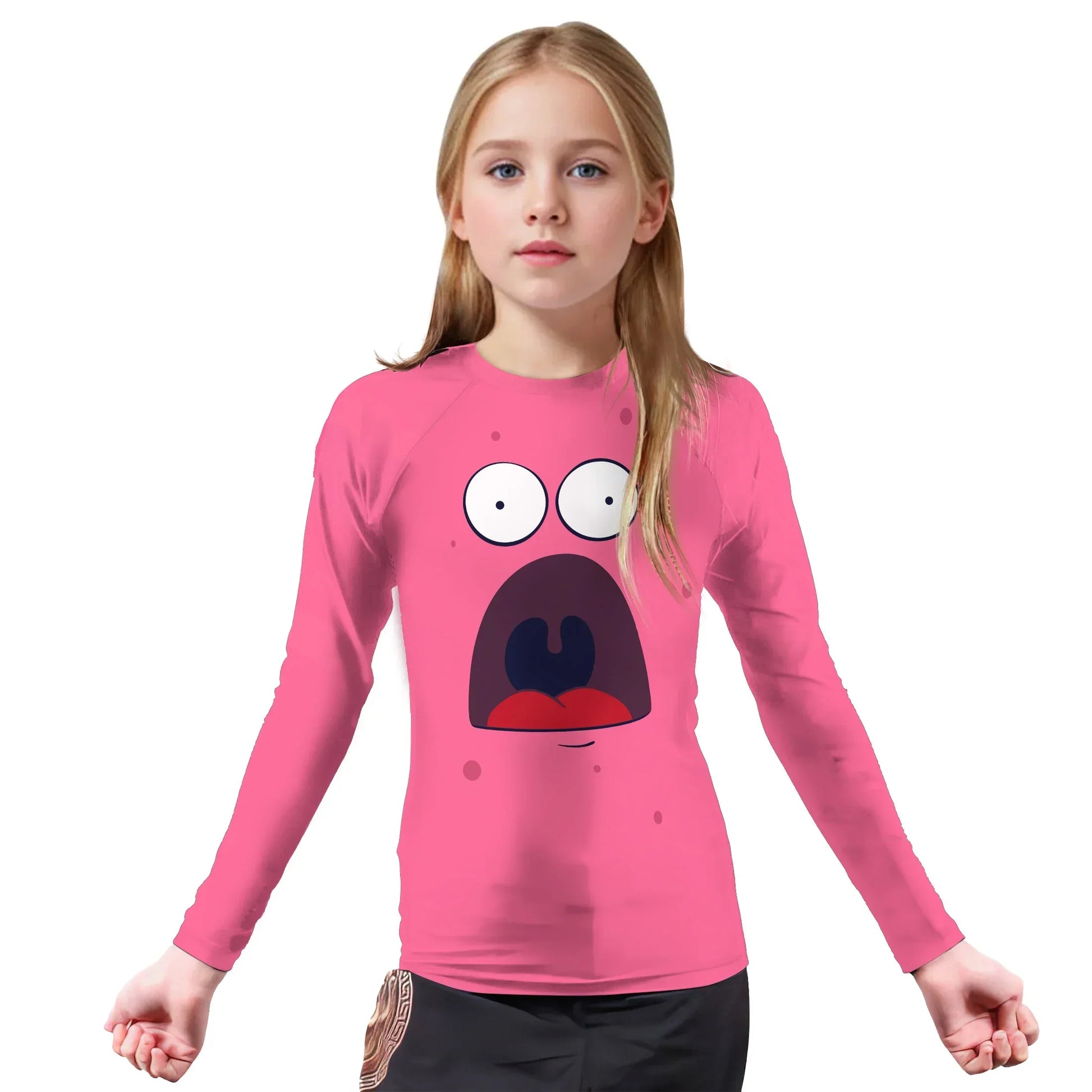 Spongebob Patrick Star Surprise Face Kids Rash Guard