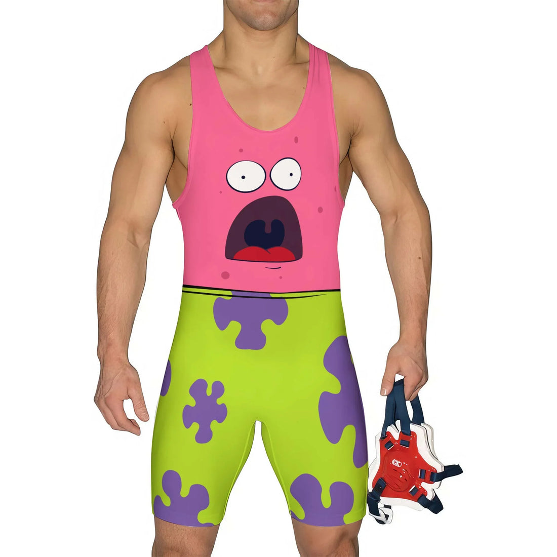 Spongebob Patrick Star Surprise Face Wrestling Singlet