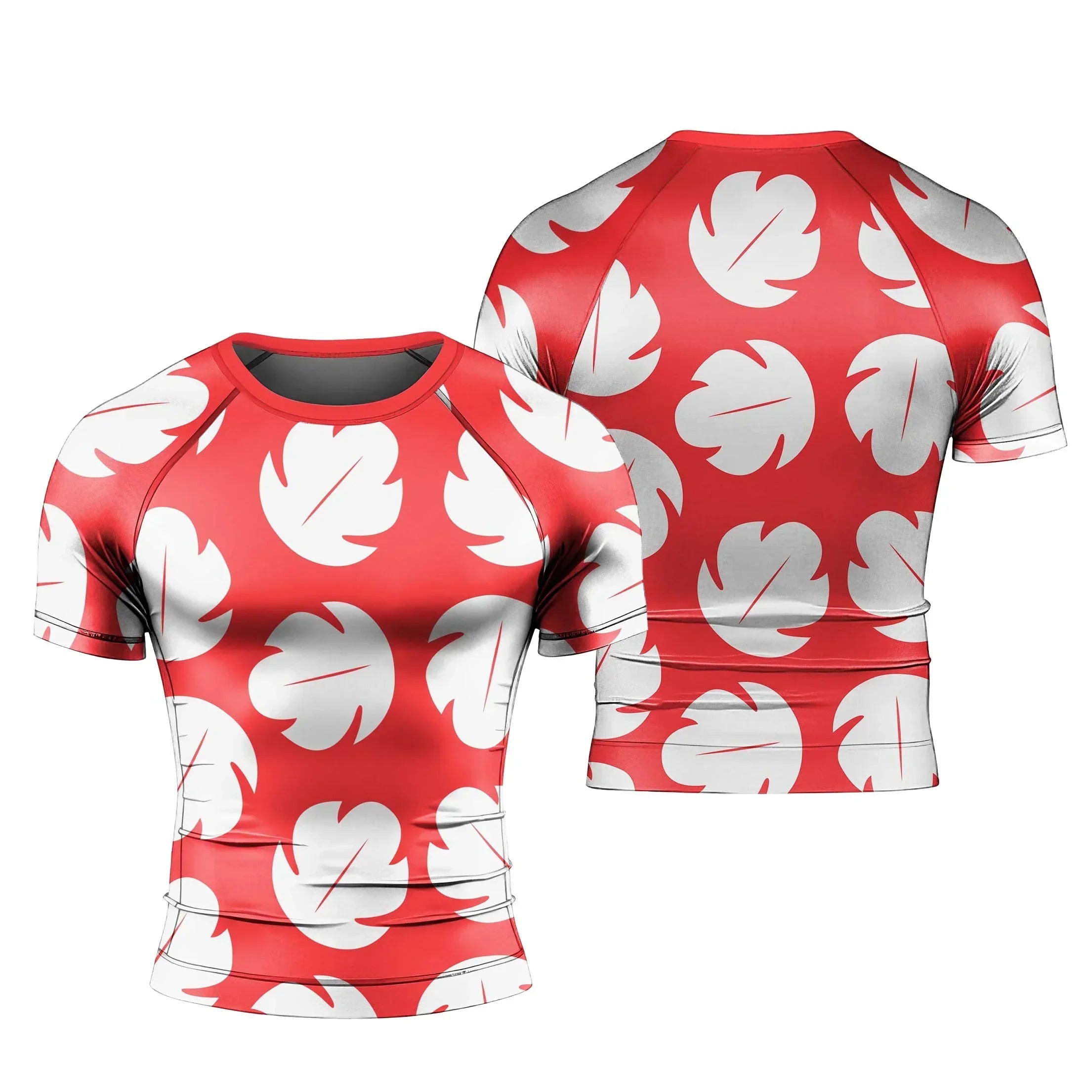 Stitch Lilo Red Leaf Rash Guard for MMA & Fitness