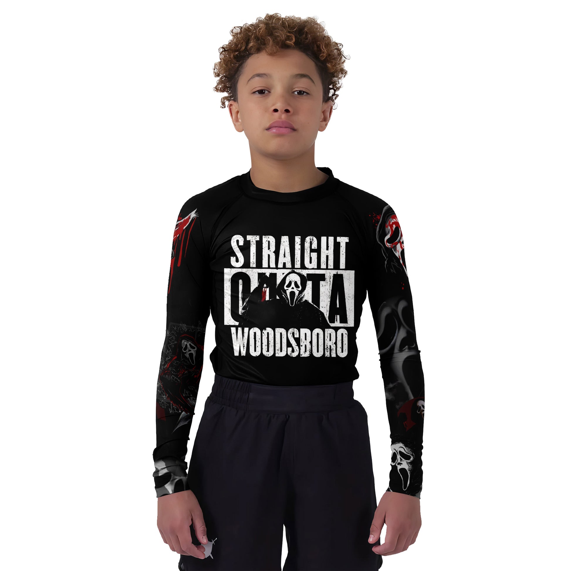 Straight Outta Woodsboro Kids Rash Guard