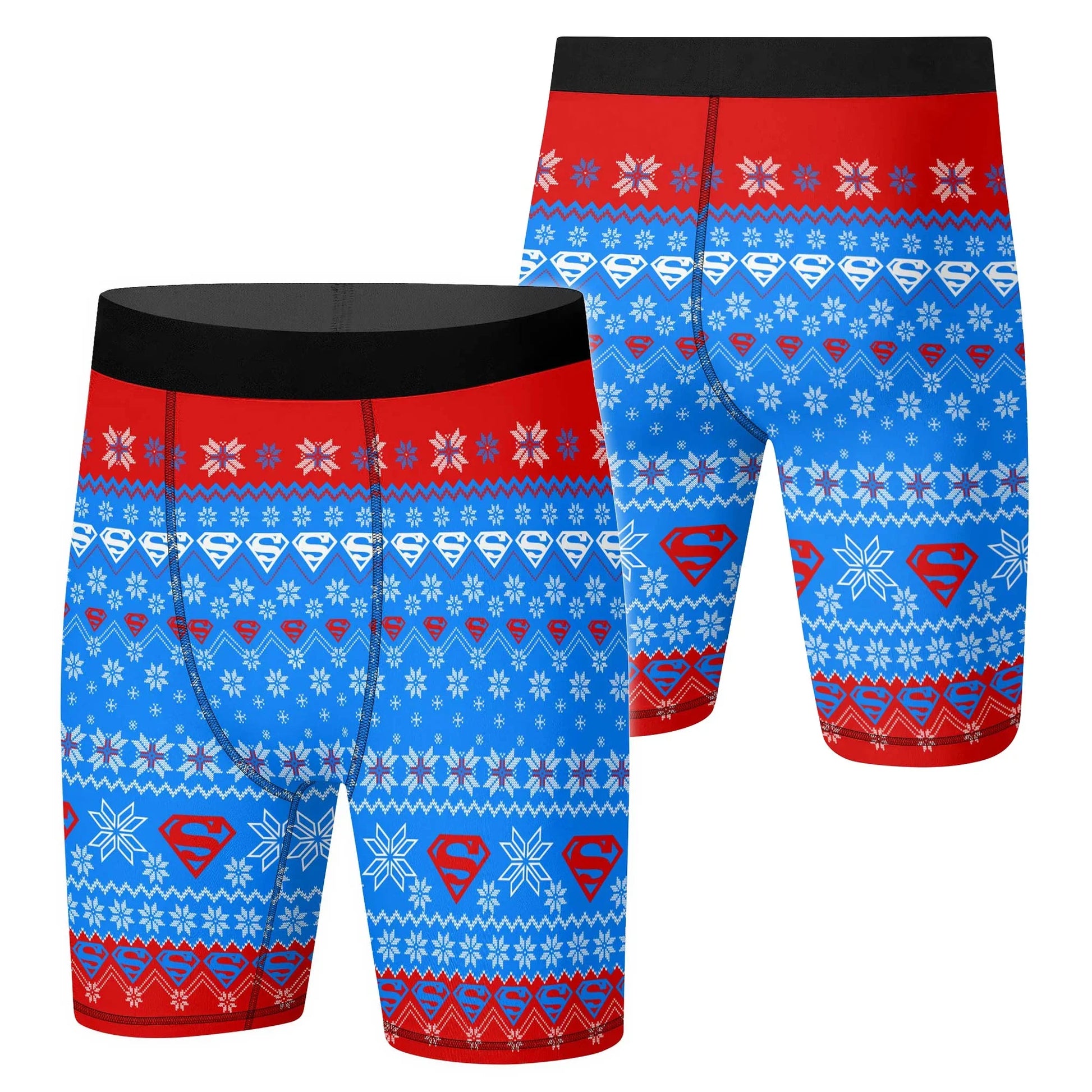 Super Man Christmas Snowflake Compression Shorts
