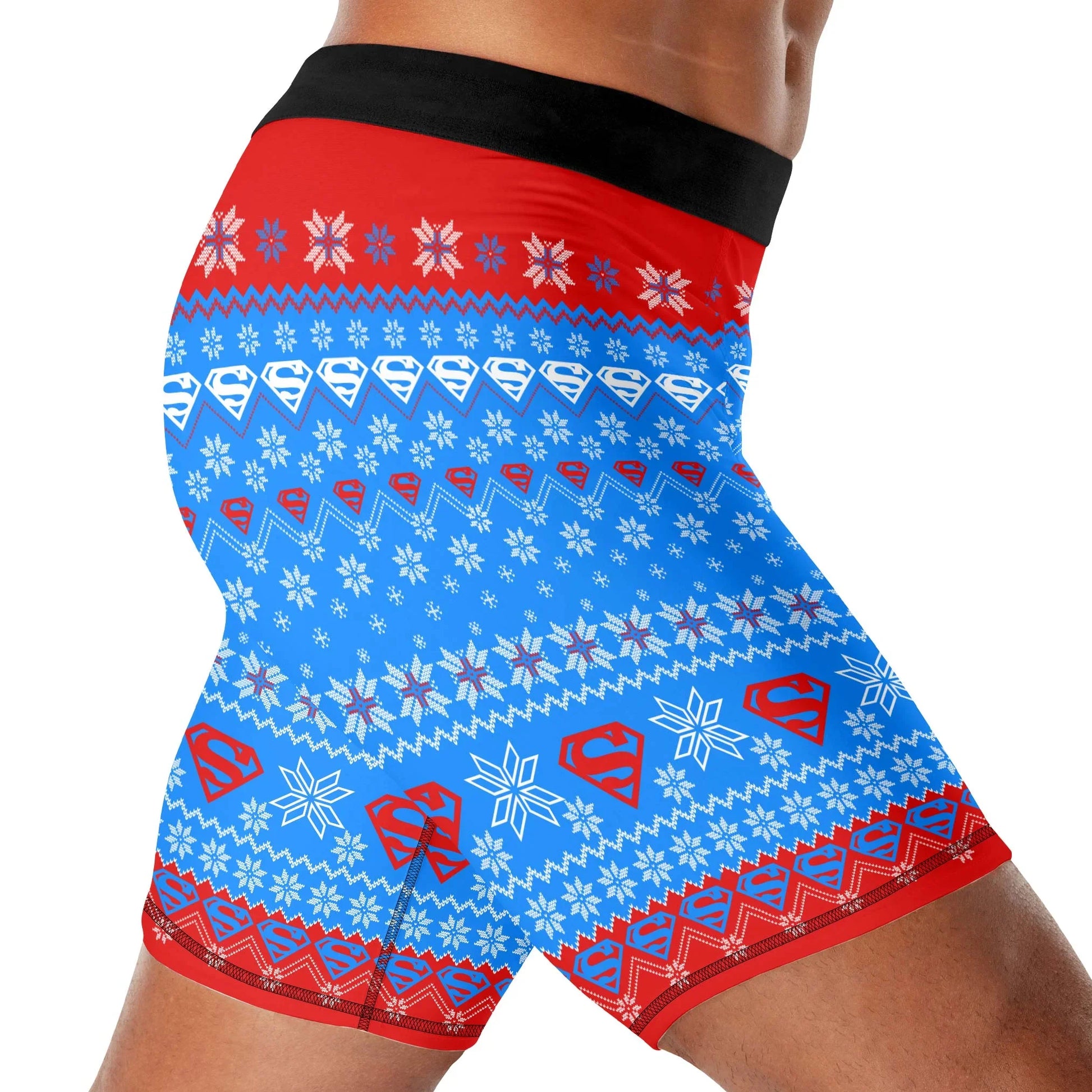Super Man Christmas Snowflake Compression Shorts