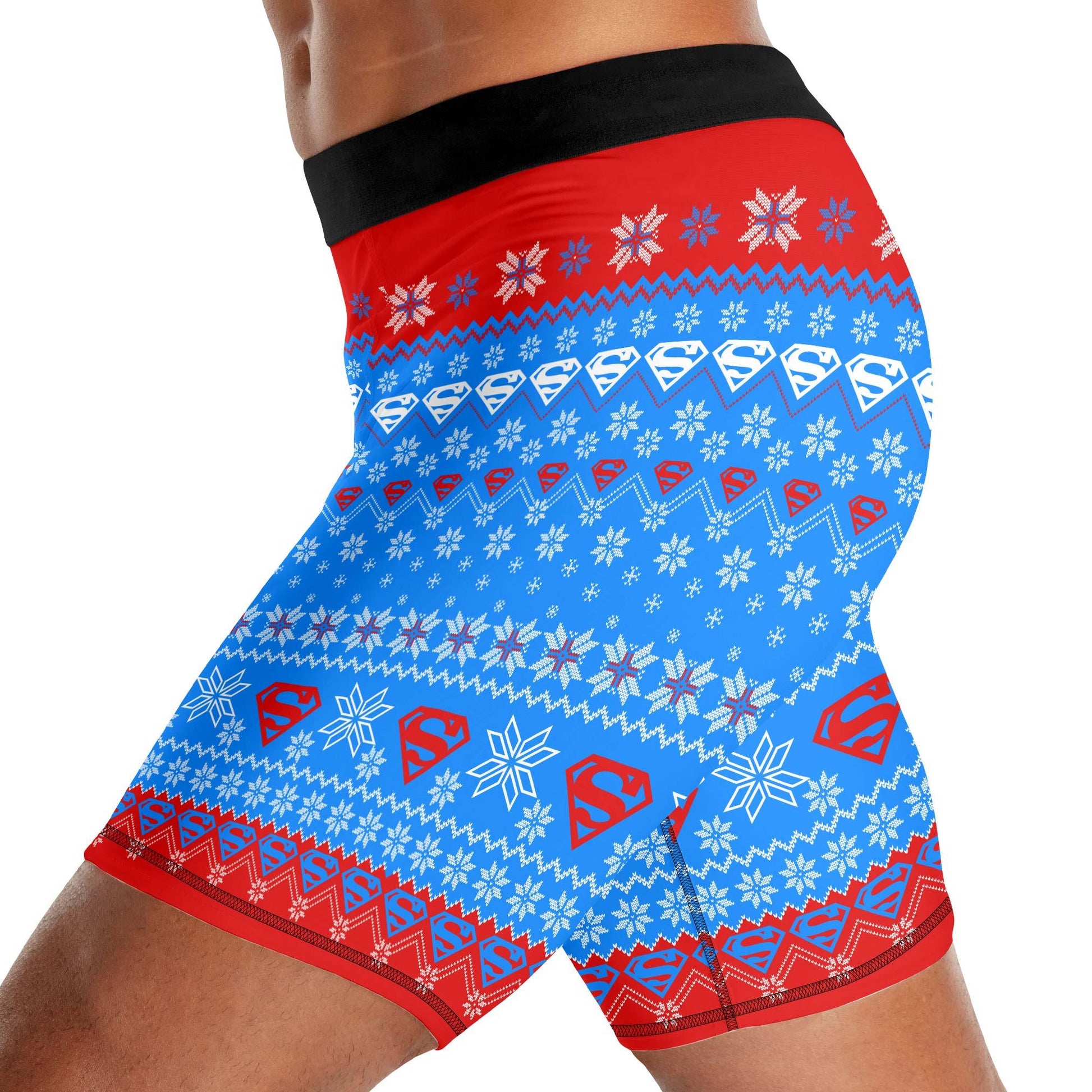 Super Man Christmas Snowflake Compression Shorts
