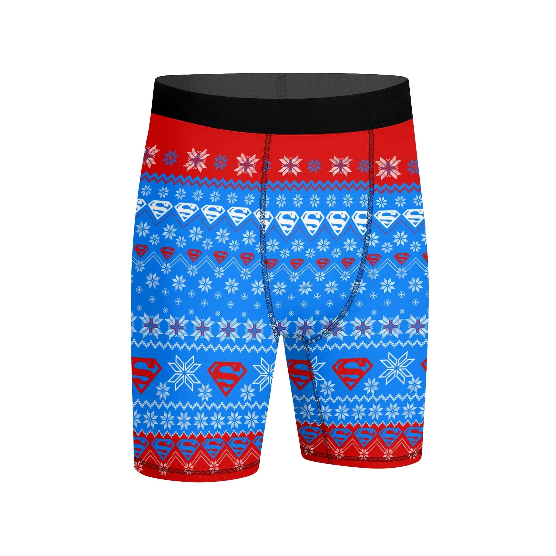 Super Man Christmas Snowflake Compression Shorts