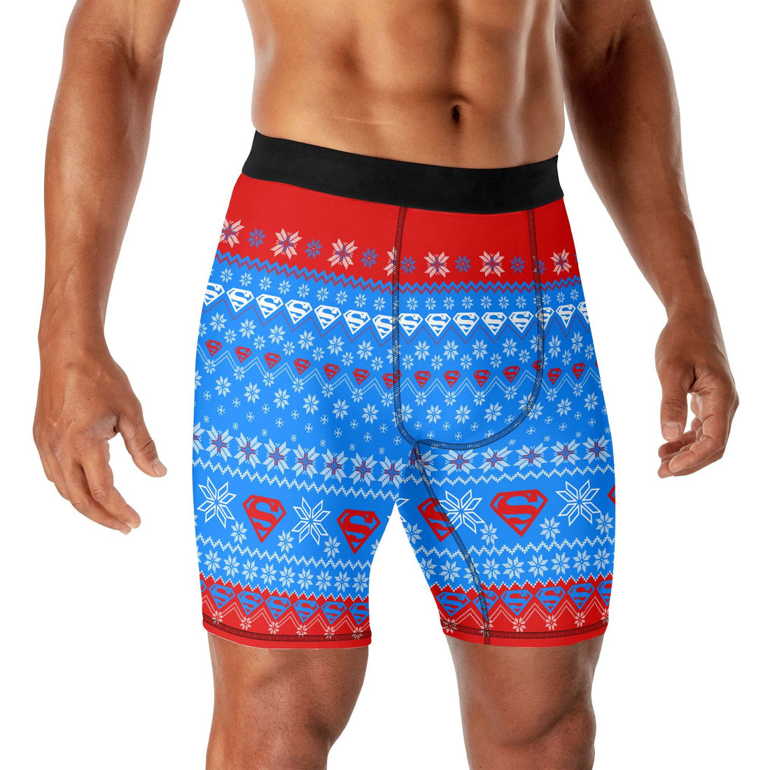 Super Man Christmas Snowflake Compression Shorts