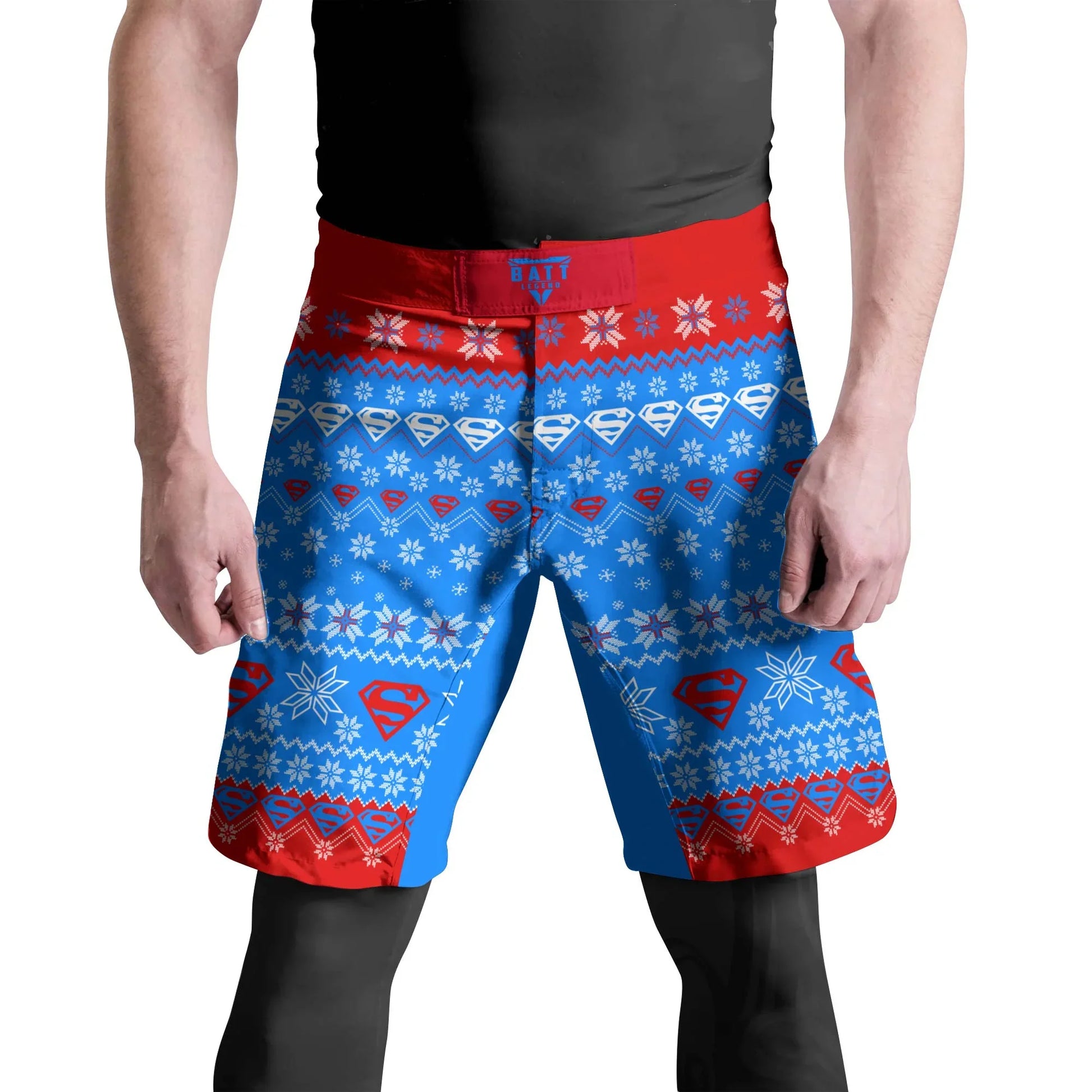 Super Man Christmas Snowflake Fight Shorts