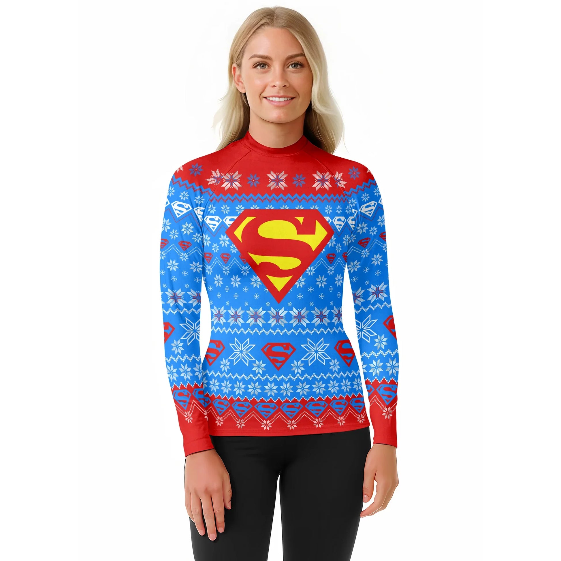 Super Man Christmas Snowflake Rash Guard