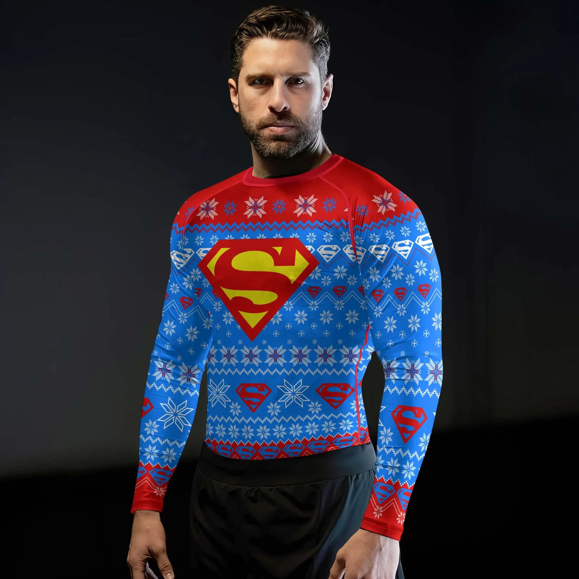 Super Man Christmas Snowflake Rash Guard